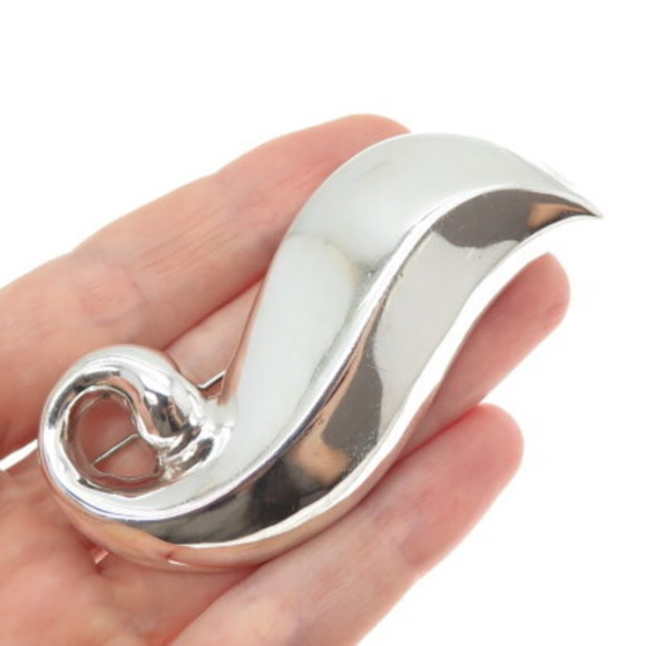 925 Sterling Silver Vintage Modernist Floral Leaf Oxidized...